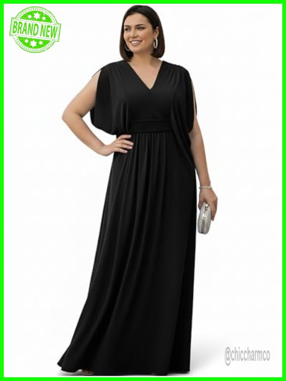 KOH KOH Long V-Neck Grecian Maxi Dress Gown Plus Size Sleeveless